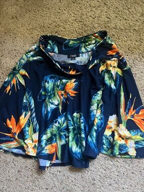 Chaps Navy Tropical Floral Skirt